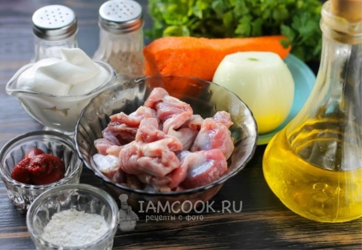 Гуляш из желудков курицы